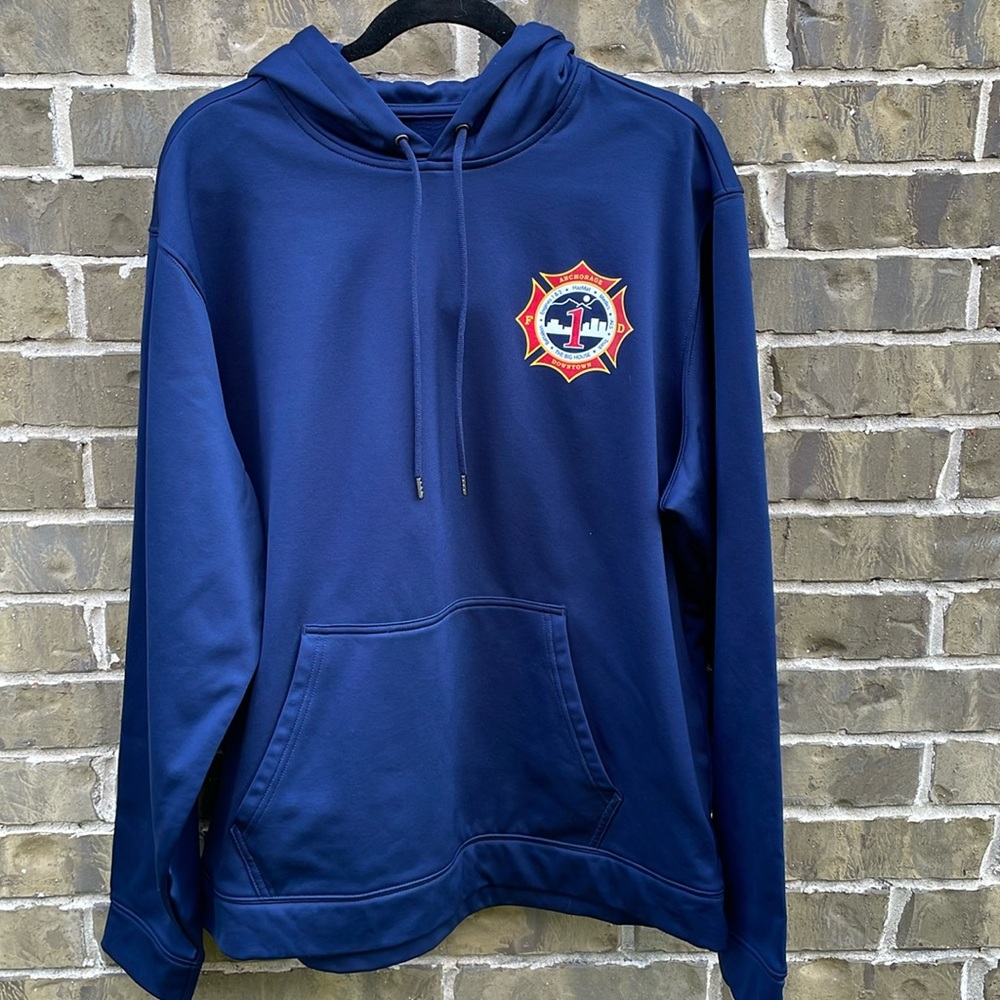Sport-tek navy blue hoodie, size XL.